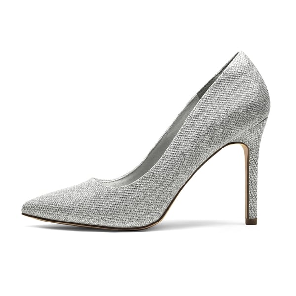 Stiletto Pointed Toe Pumps - SILVER GLITTER - 1